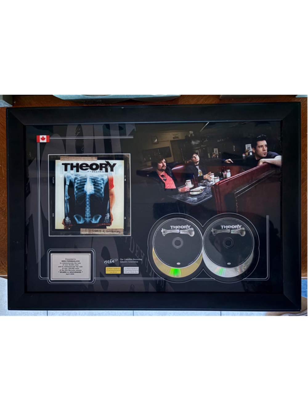 One of a kind Theory of a Deadman Scars & Souvenirs CD certified Platinum Award